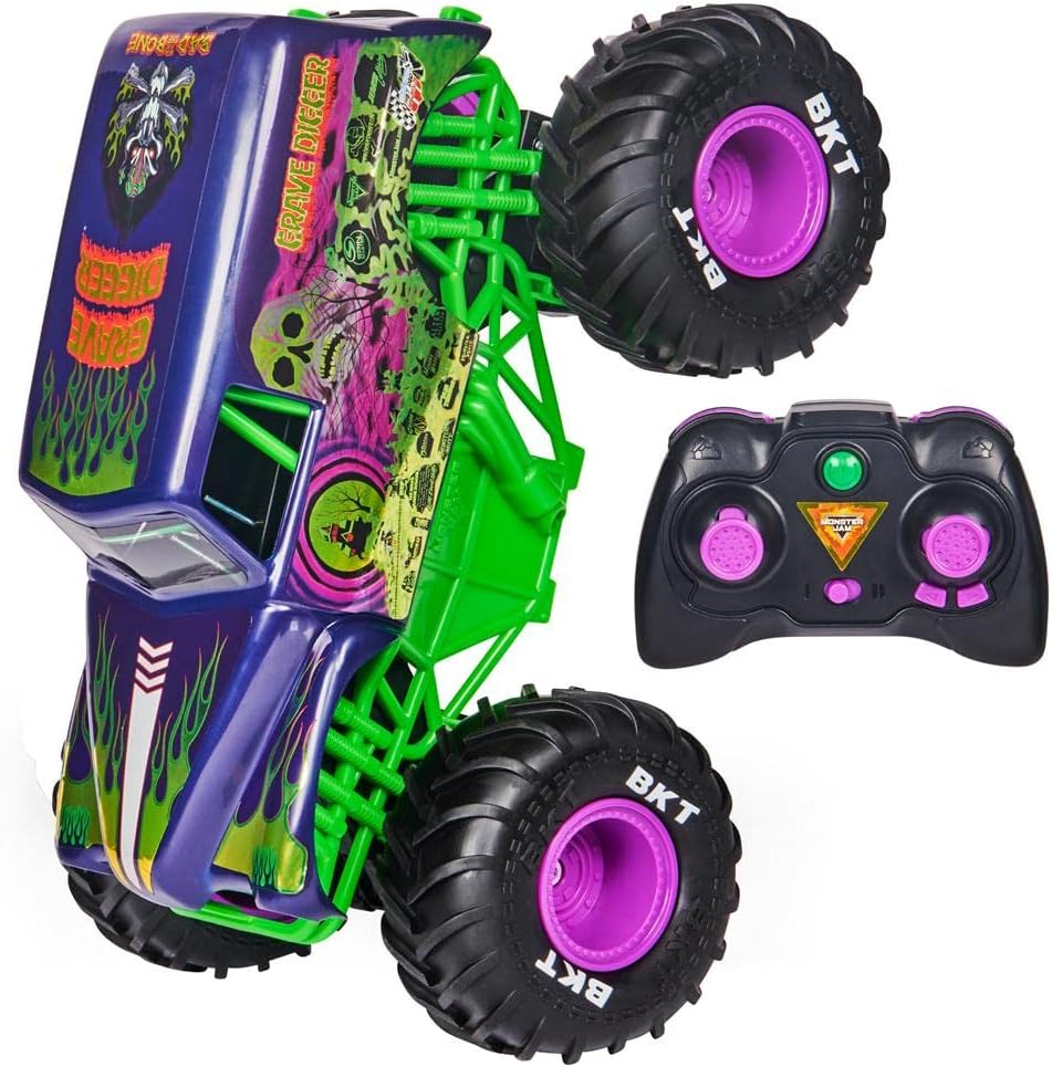 Spin Master 6060365 Monster Jam 1:15 Scale Official Grave Digger Freestyle Force Remote Control Monster Truck Toys