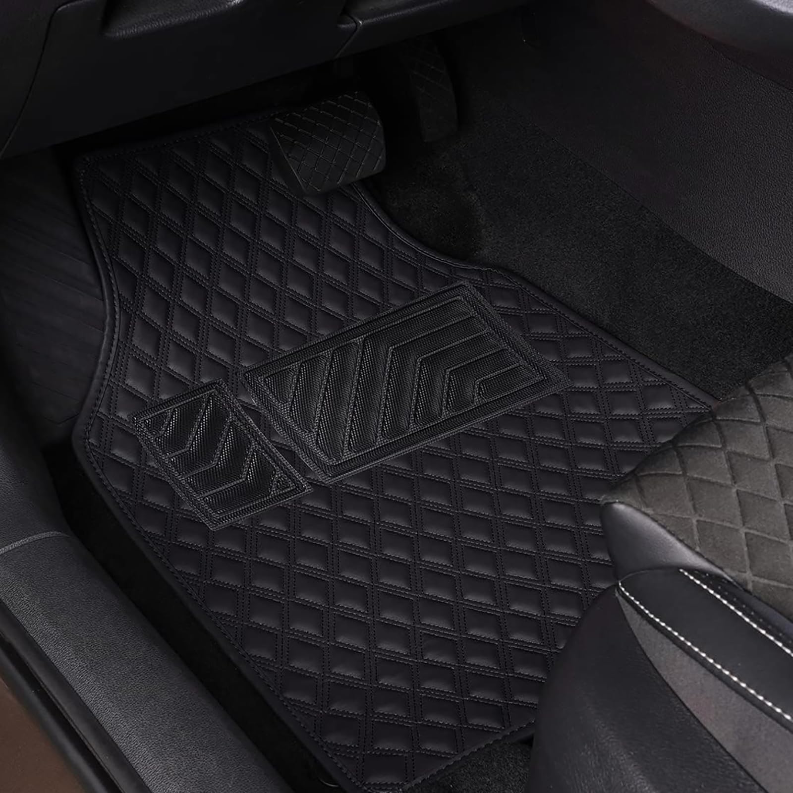 4 Pezzi Auto Tappetini in Pelle PU per Ford Ranger T9 Raptor Wildtrak XLT Fussmatten 2023 2024,Tappetini Abitacolo Anteriori e Posteriori Tappeto Fodera Tappeti Moquette Impermeabile Interni Accessori