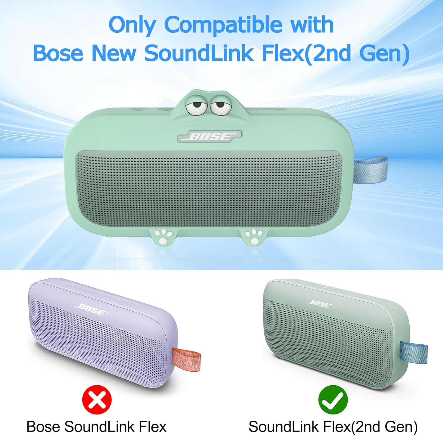 Silicone Case for Bose SoundLink Flex Portable Bluetooth Speaker (2nd Gen), Soft Protective Sleeve Against Scratch and Drop with Precise Cutout(Green) - Image 2