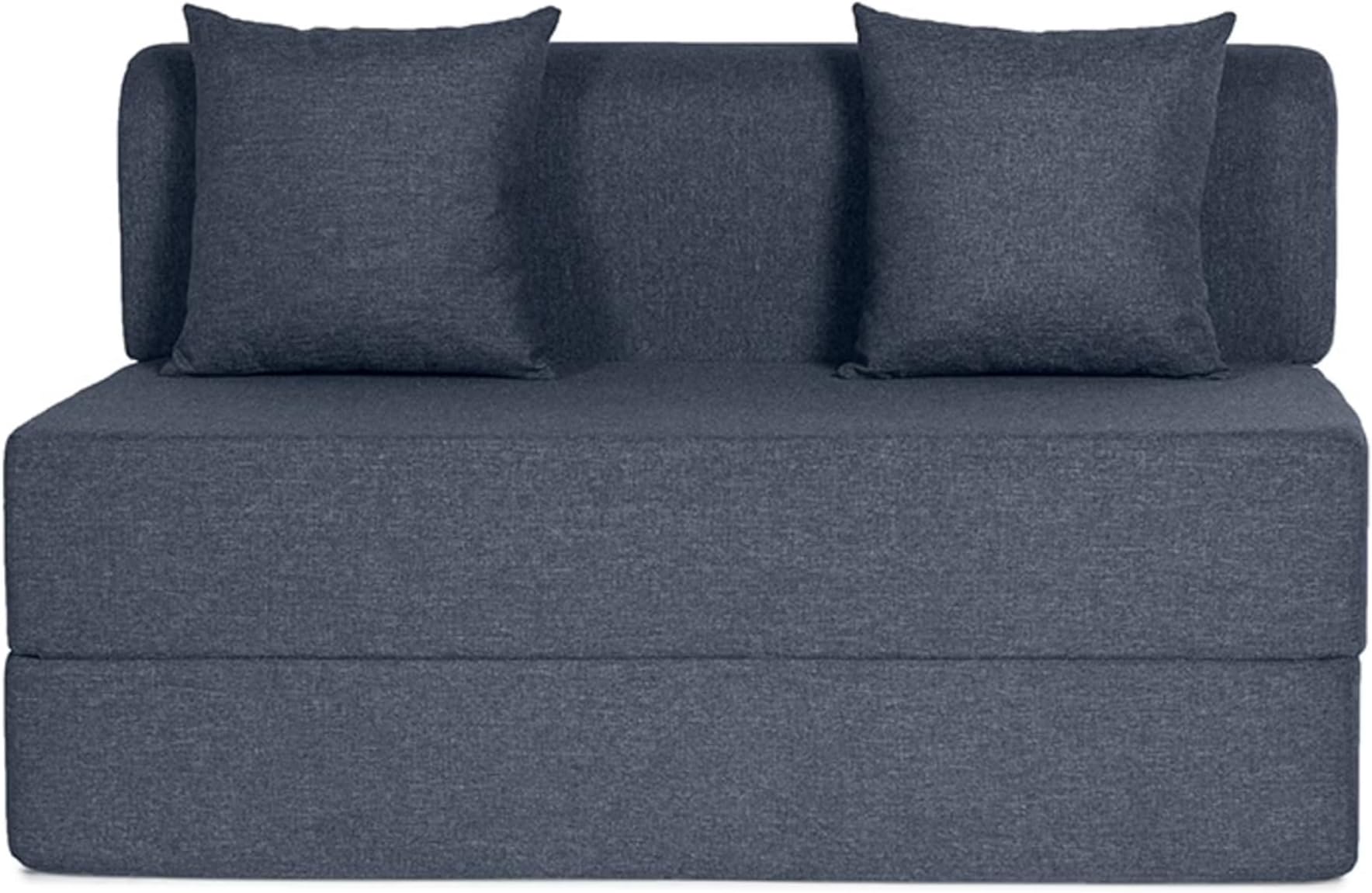 Wakefit Sofa Cum Bed | 1 Year Warranty | Sofa 2 Seater, Sofa Bed 6 X 3.8 Feet, Folding Sofa Bed, Sofa Cum Beds for Living Room with 2 Cushions, Diwali Gifts - Flipper (Fabric, Omega Blue)
