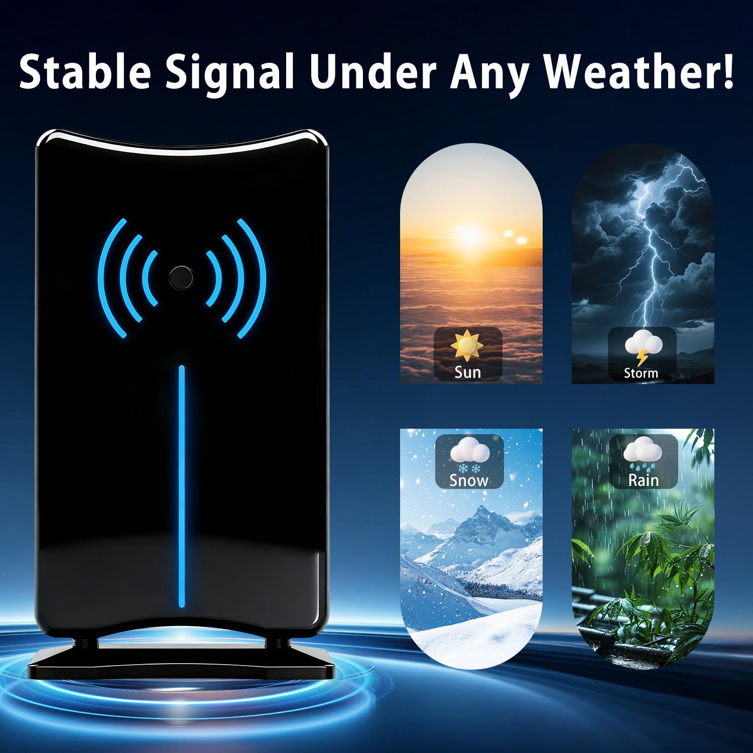 Antenne TV numérique pour Smart TV intérieur/extérieur, antenne HD 2026 avec amplificateur de signal, prend en charge la télévision HD 4K 1080p, réception longue portée, câble coaxial long