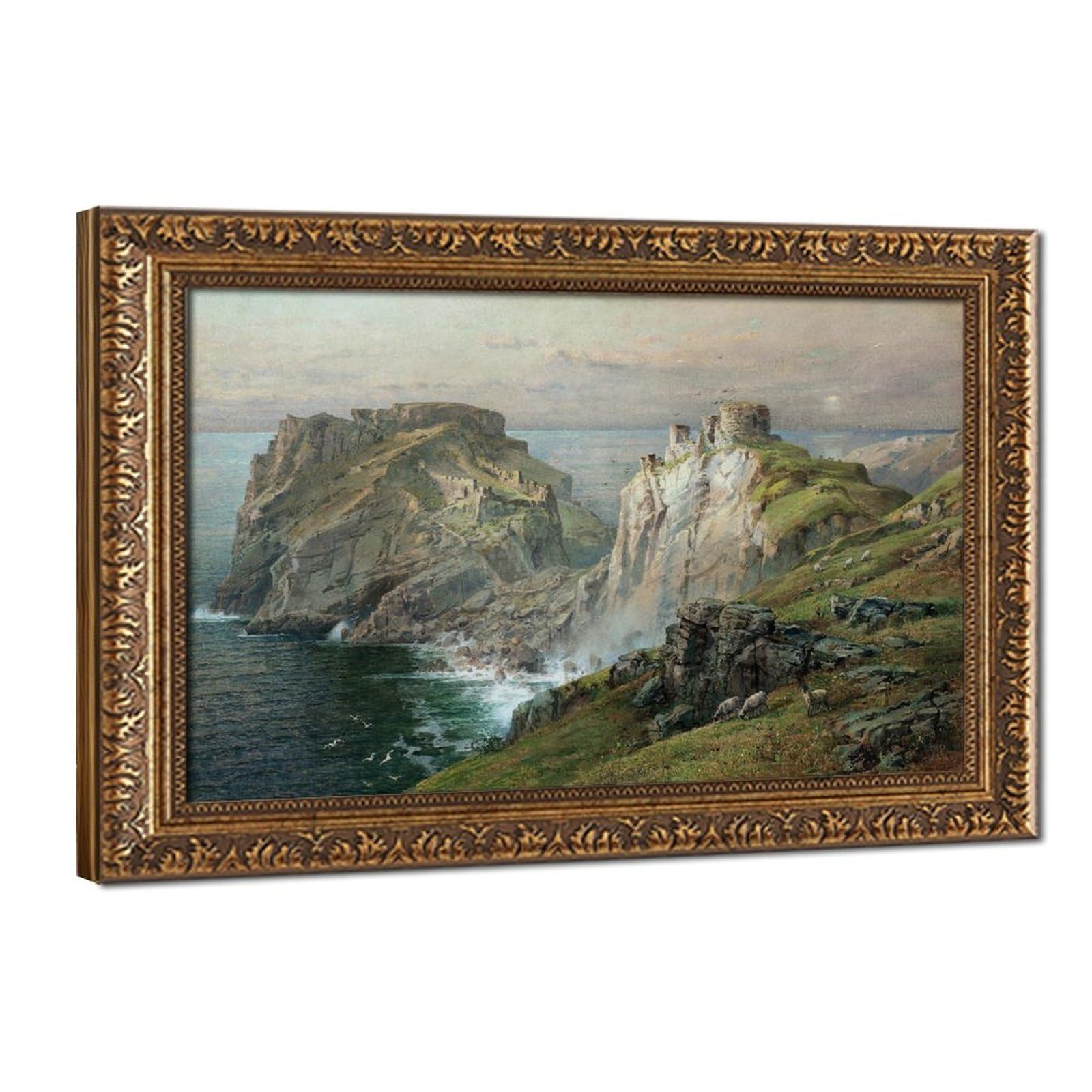 WCYB Tintagel by William Trost Richards Posters Prints Canvas Deco Paintings Wall Art Hangable Frame 24" L X 36" W