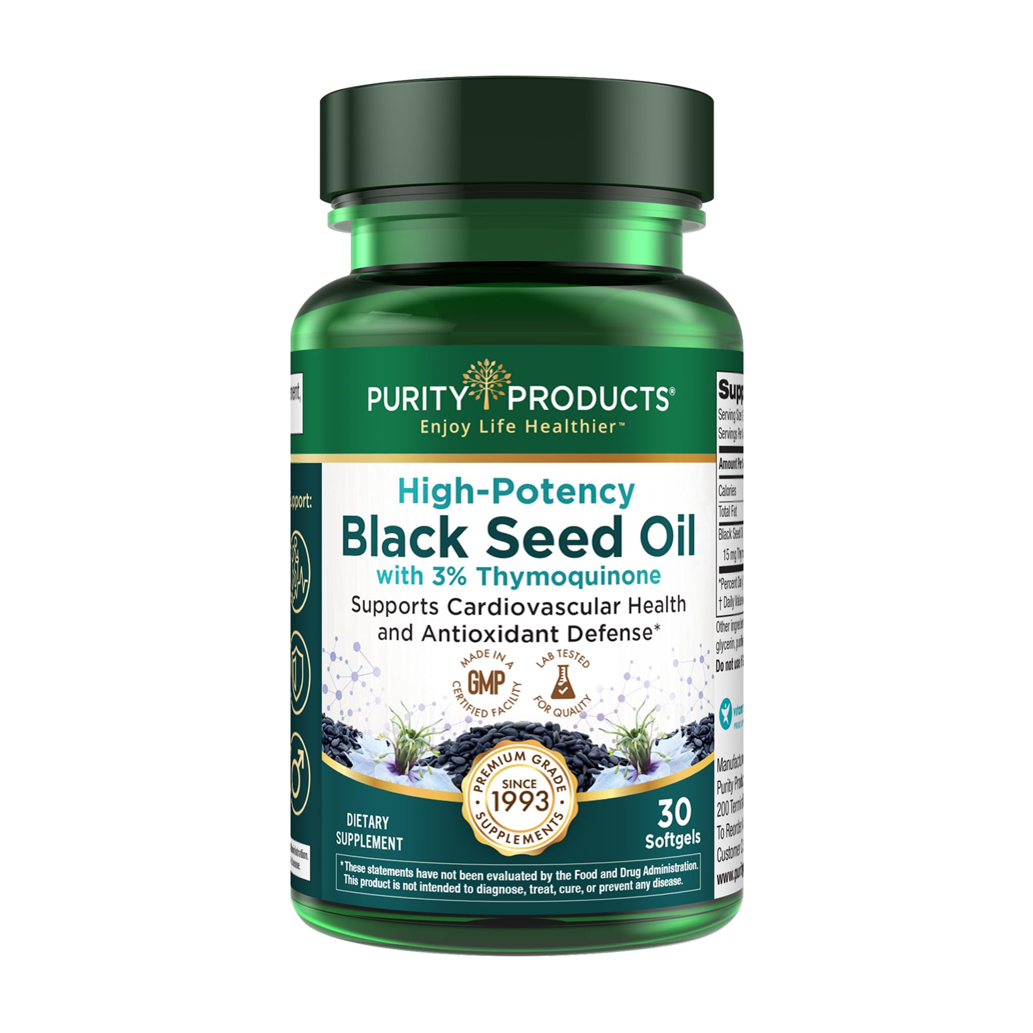 Purity Products High Potency Black Seed Oil 3% Thymoquinone