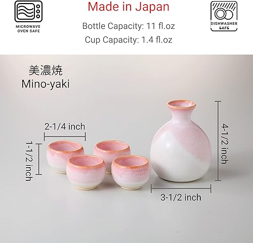 Vista 24 de JapanBargain 4678, Juego de sake de porcelana auténtica japonesa Saki Set decantador de sake y tazas de saki, fabricado en Japón (Brown Beauty)