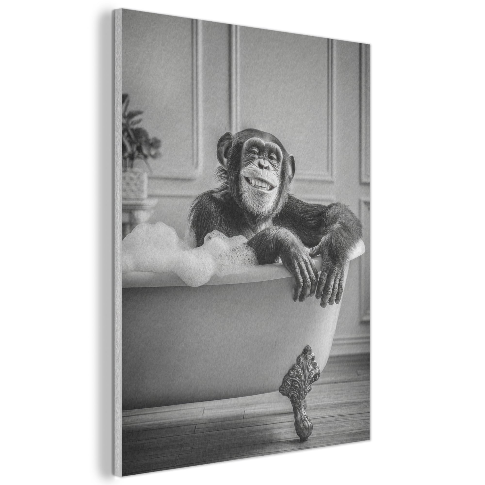 MuchoWow© Felt Panel 30x40 cm Wall Art Home Decor Painting for Living Room Gifts Hallway Decoration Chimpanzee - Bath - Foam - Smile