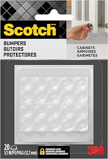 Scotch Clear Adhesive Bumper Pads 20-Pack - 1/2" Round Self-Stick Rubber Bumpers for Cabinets, Drawers, Noise Reduction & Scratch Protection (SP950-NA)