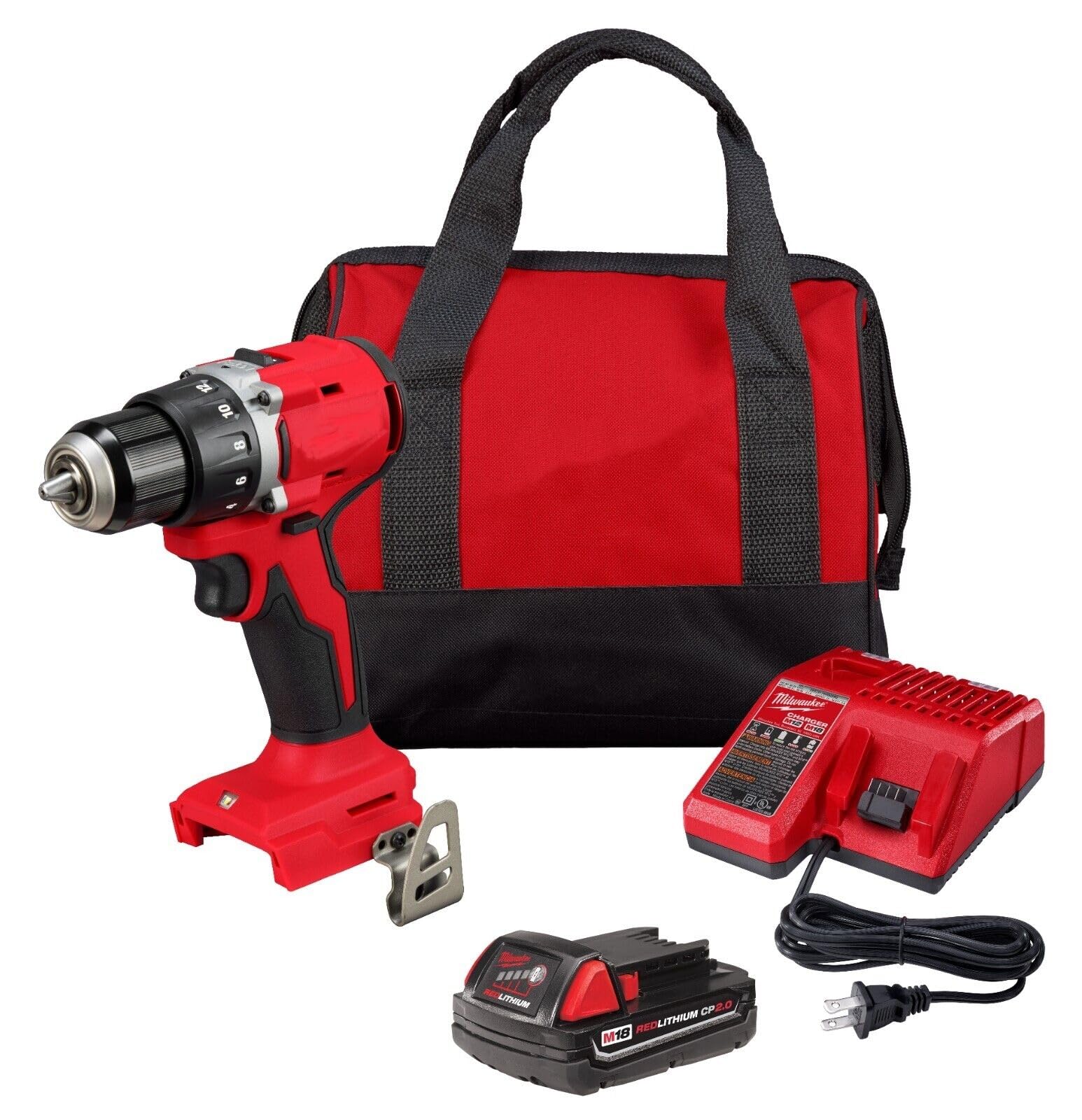 for Milwaukee 3601-21P M18 Compact Brushless 1/2"" Drill/Driver Kit, Red