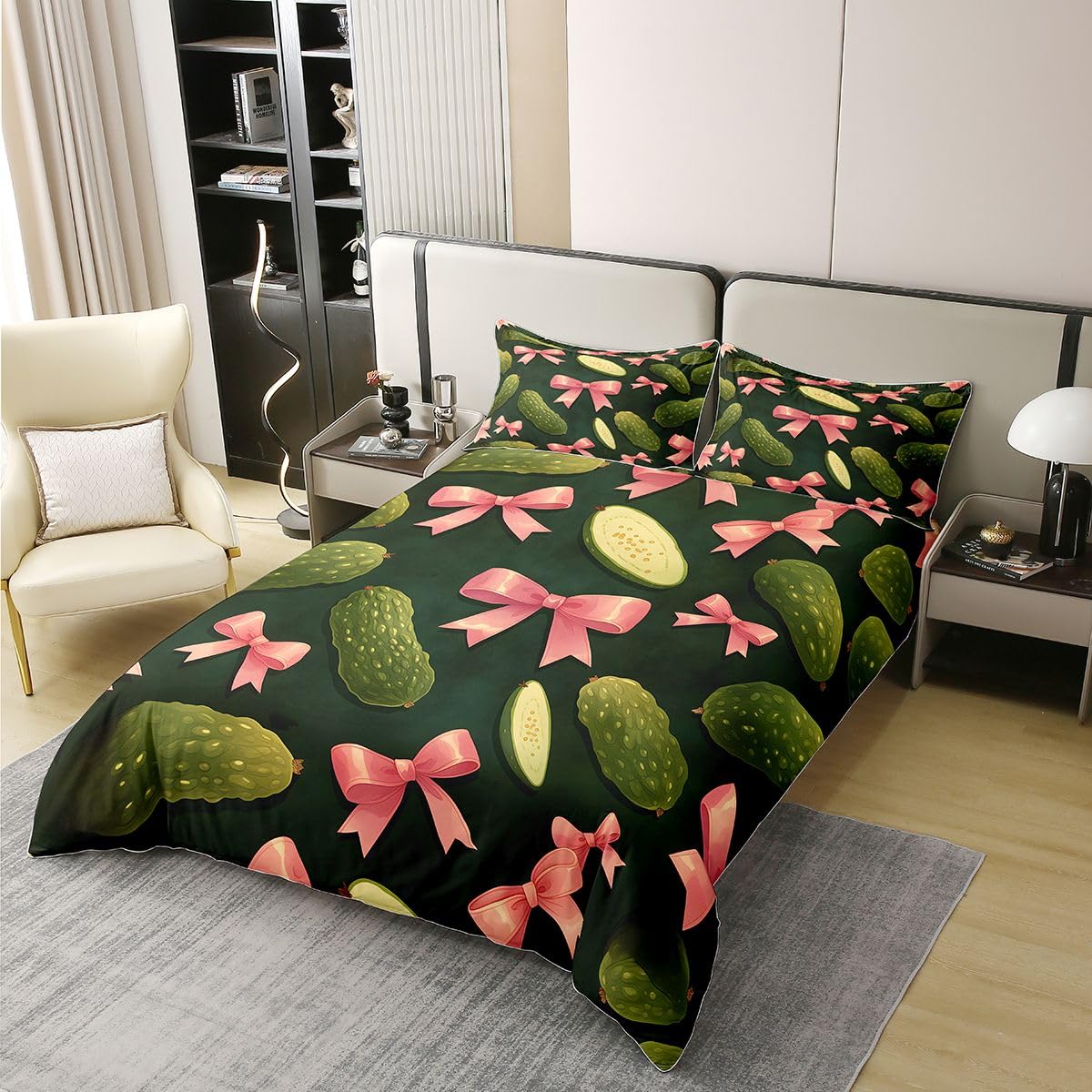 Homewish Rosa Schleife Gurken Baumwolle Bettwäsche 155x220