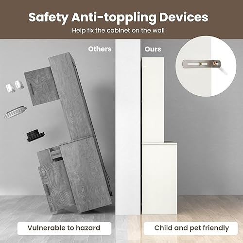 Miniatura 9 de Giantex Armario de buffet de 71 pulgadas con toma de corriente, aparador de cocina, despensa de buffet en la isla, servidor de utensilios de cocina