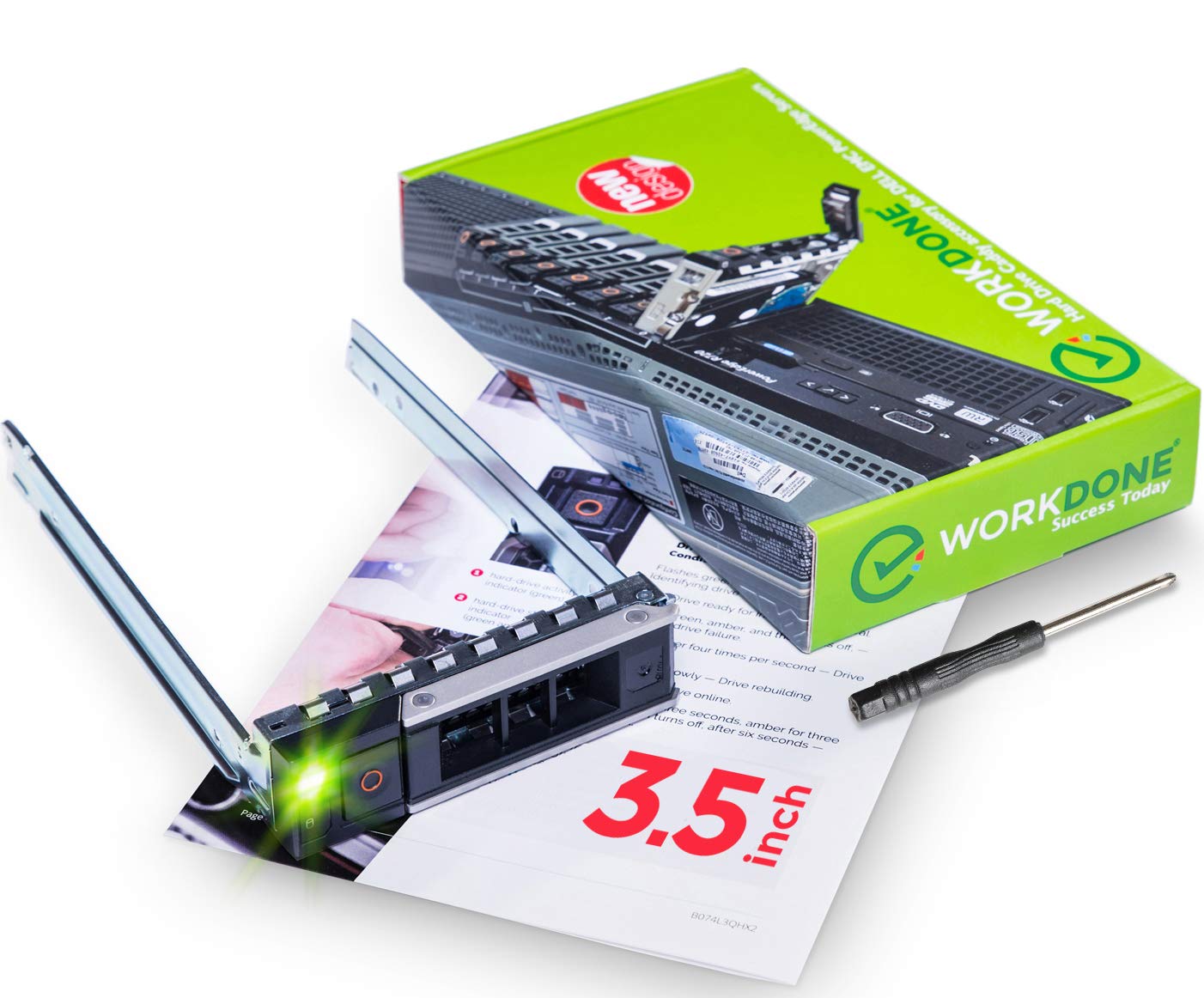 WORKDONE3.5 inch Hard Drive Caddy for Dell PowerEdge Servers - 14th Gen R340 R440 R540 R640 R740 R740xd2 R6415 R7425 & More - Hot Swap SAS SATA Bracket Tray - Easy Setup with Detailed Setup Manual