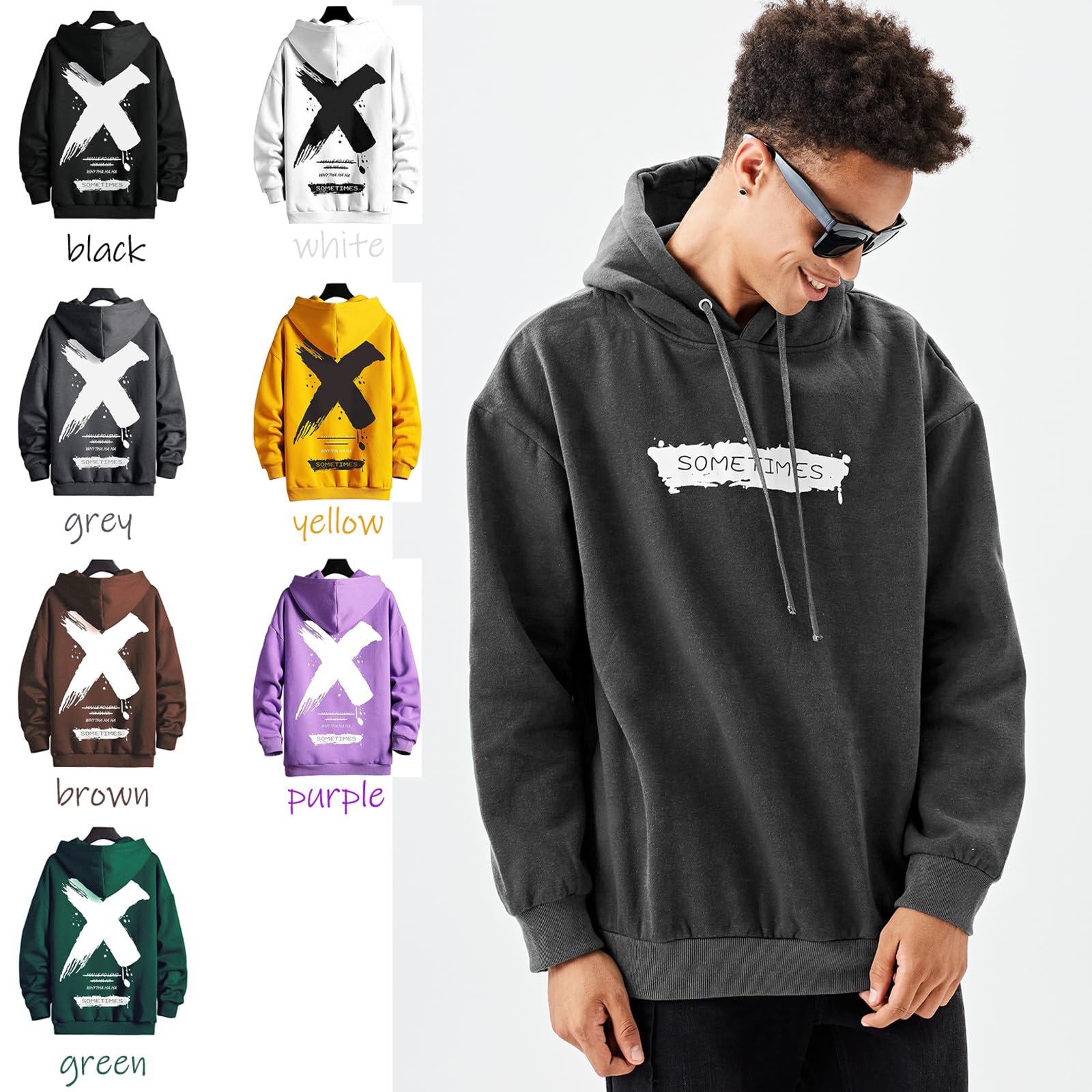 Moshtashio Felpa Uomo con Cappuccio Unisex Hip Hop a Maniche Lunghe Sweatshirt Pullover Uomo Felpe Stampa di Lettere Hoodie Uomo Autunno Inverno