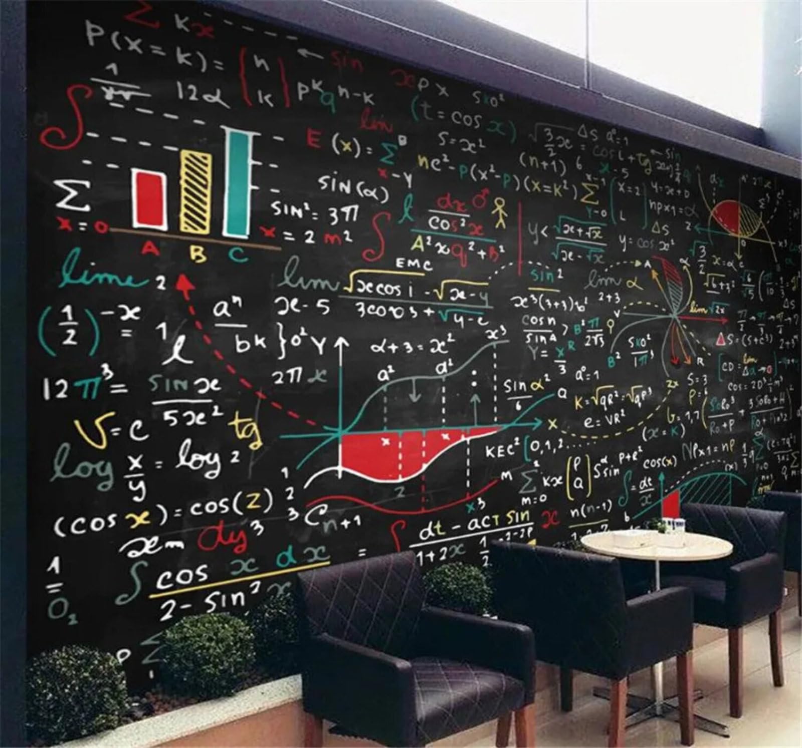 Tzxztt Creative Hand Drawn Colourful Chalk Blackboard Modern 3D Wallpaper Premium Textured Silk Neutral Tones Material Ideal for Living Room Bedroom-150cm×105cm