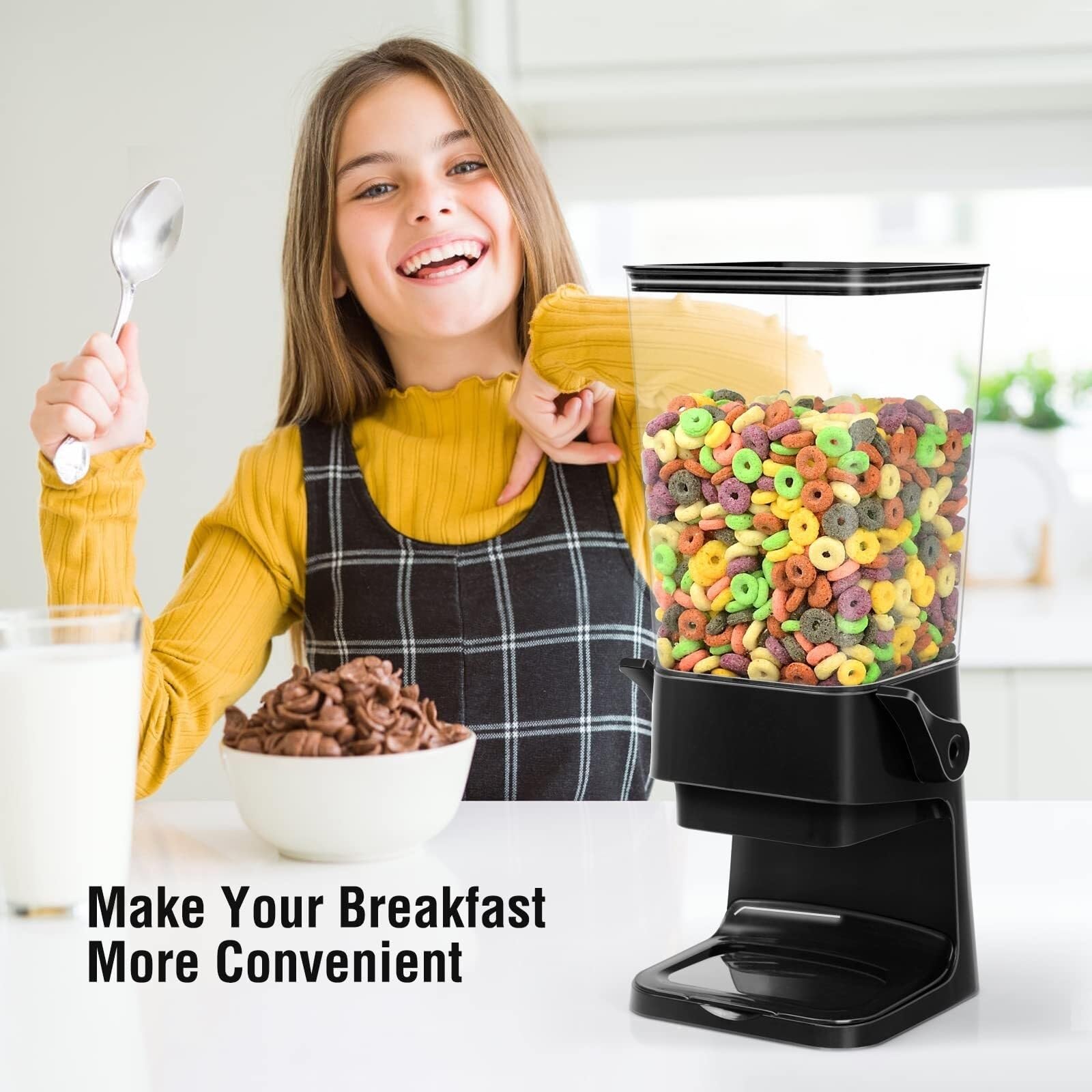 Dispenser Cereali da Colazione Distributore di Cereali da Banco Distributore di Grandi Dimensioni per Cereali Distributore di Cibo Secco Distributore di Caramelle Contenitore Cereali