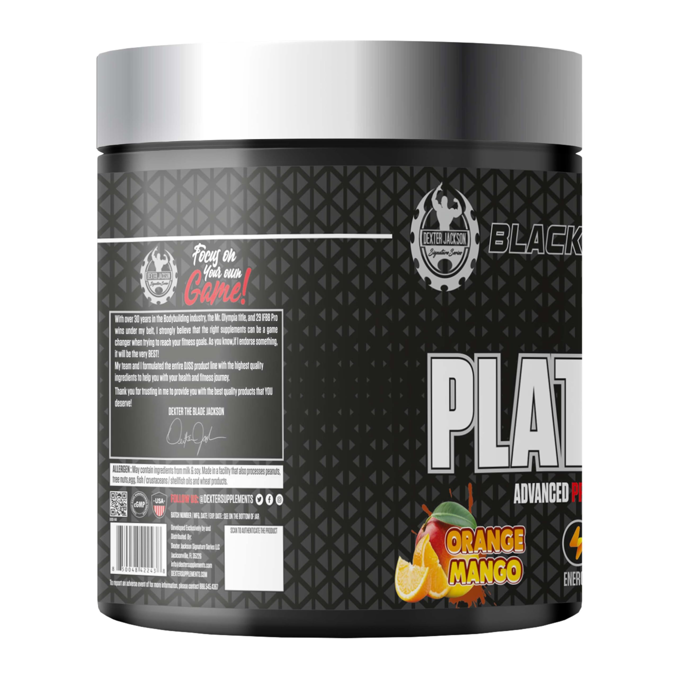 Dexter Jackson Black Series Platinum Pre-Workout | Advanced Pre-Workout Formula | 30 Servings (227g) | Orange Mango Flavor — Amazon image 2