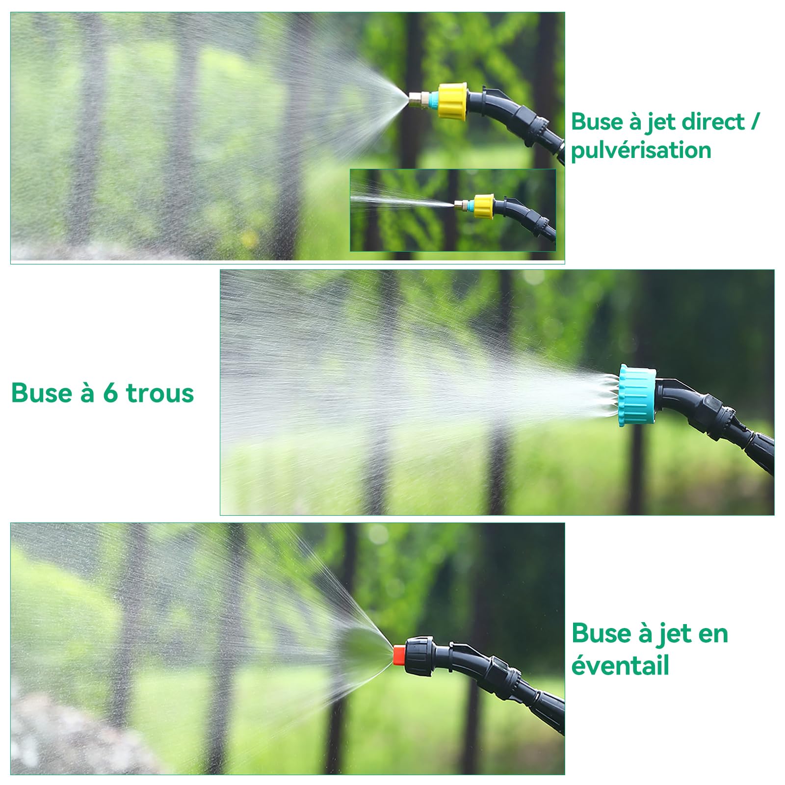 MANKIW Pulvérisateur à pression sans fil 5 l, pulvérisateur à pression électrique avec 3 buses, batterie USB, avec tige télescopique et bandoulière, pulvérisateur de jardin électrique pour plantes