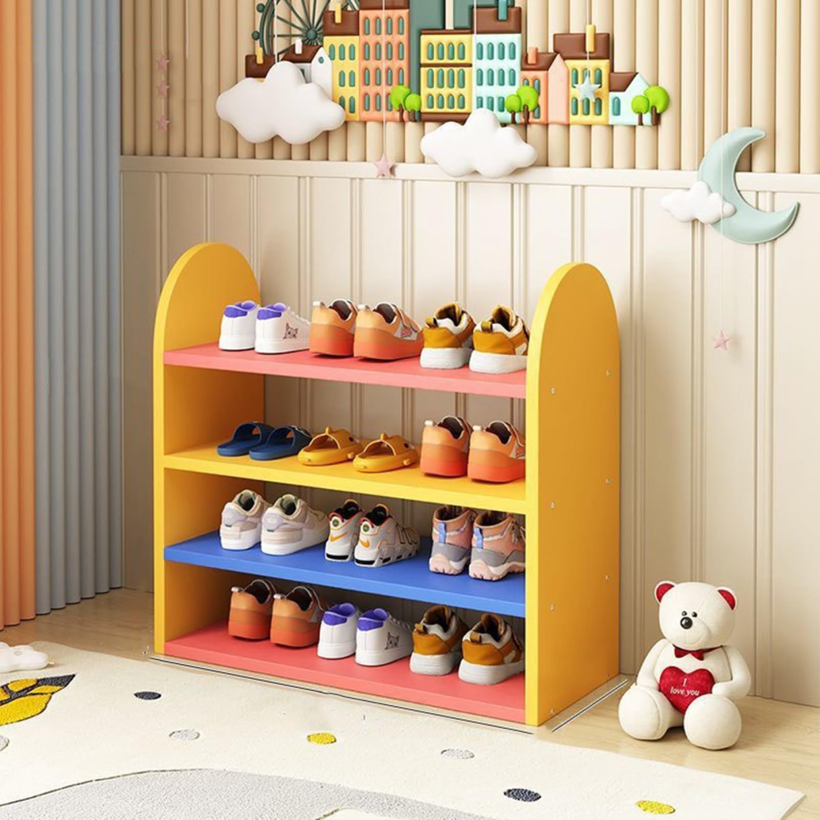 KOIZUMI★4段ラック　花台　子供用靴ラックにも… Amazon｜シューズラック 靴スタンド 靴ラック キッズ 子供用