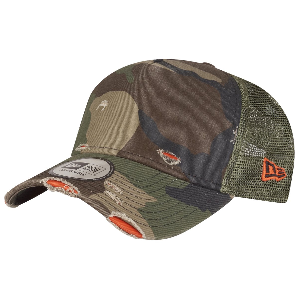 New Era Adjustable Trucker Cap - Distressed Wood camo