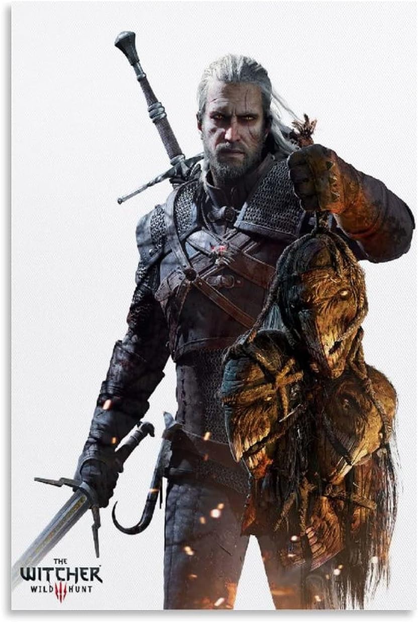 Gaming Poster Geralt of Rivia The Witcher 3 Poster Decorative Painting Canvas Wall Art Living Room Posters Bedroom Painting 12x18inch(30x45cm)