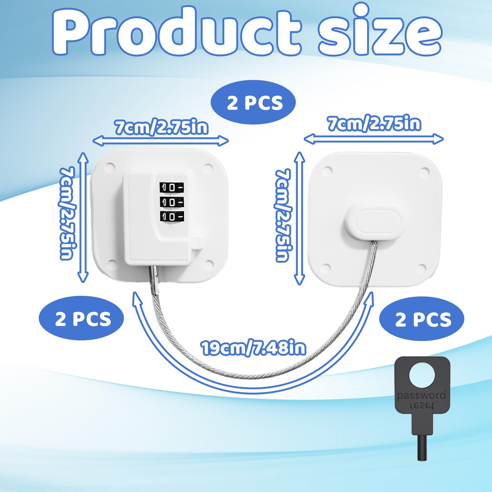 2 Piece Fridge Lock Set, White Window Locks, Door Lock Without Drilling - Image 2
