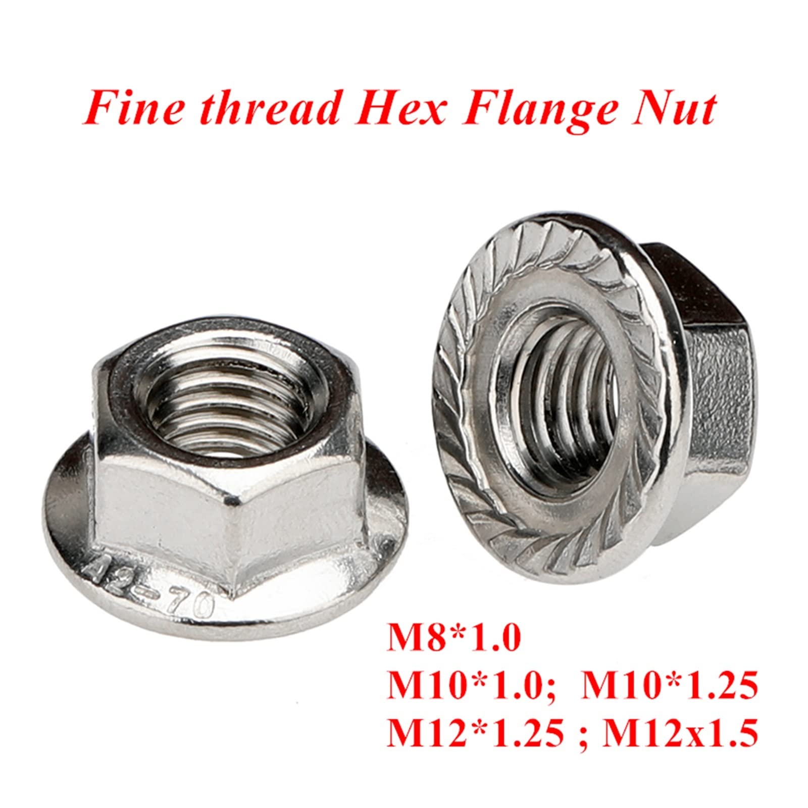 10 Dadi Esagonali Filettatura Fine M10x1.25 – Flangiati In Ferro Cromato Per Elettrodomestici E Assemblaggio Meccanico