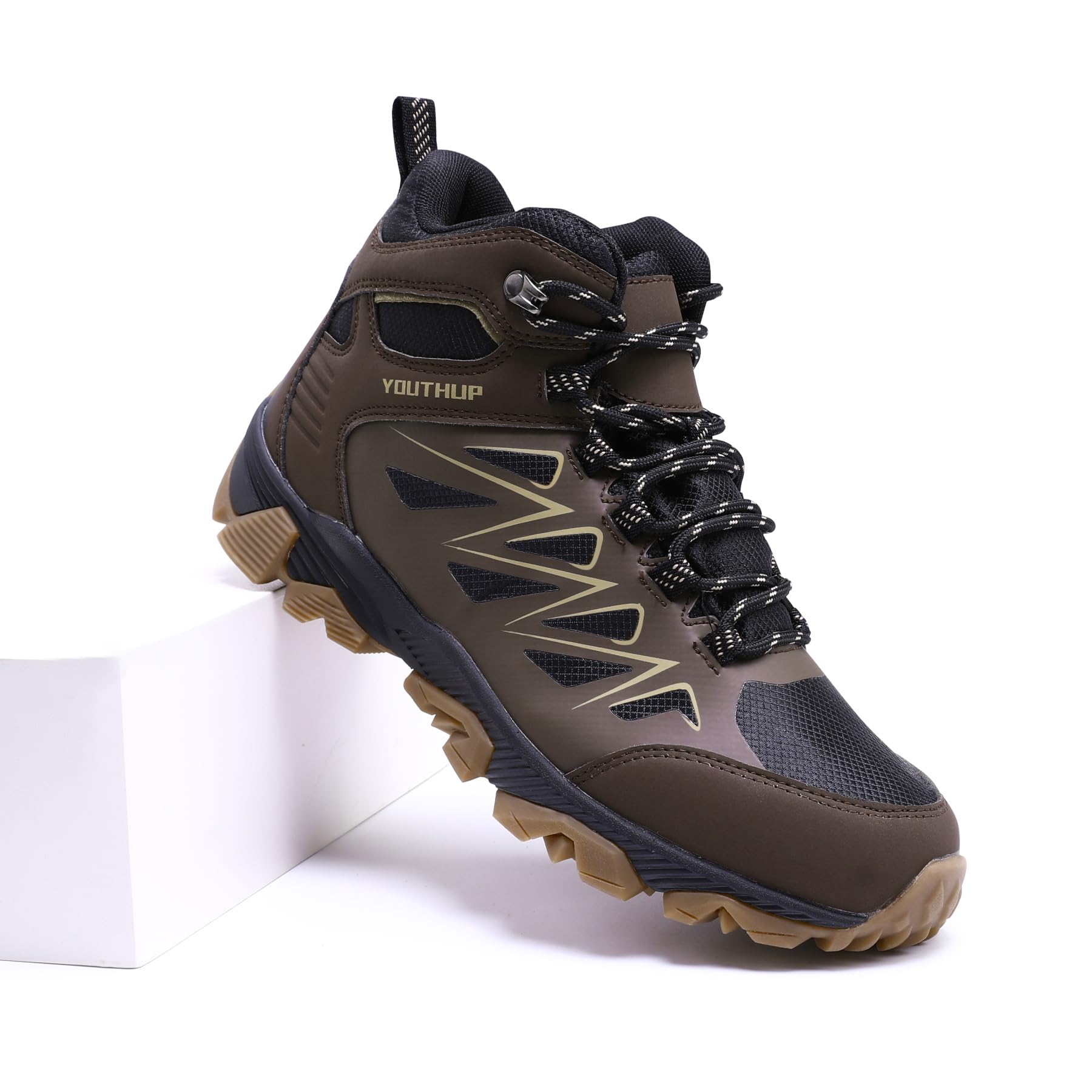 YOUTHUP Chaussure de Randonnée Imperméable Respirant Courte Chaussures de Trekking Outdoor Antidérapant Uni à Lacets