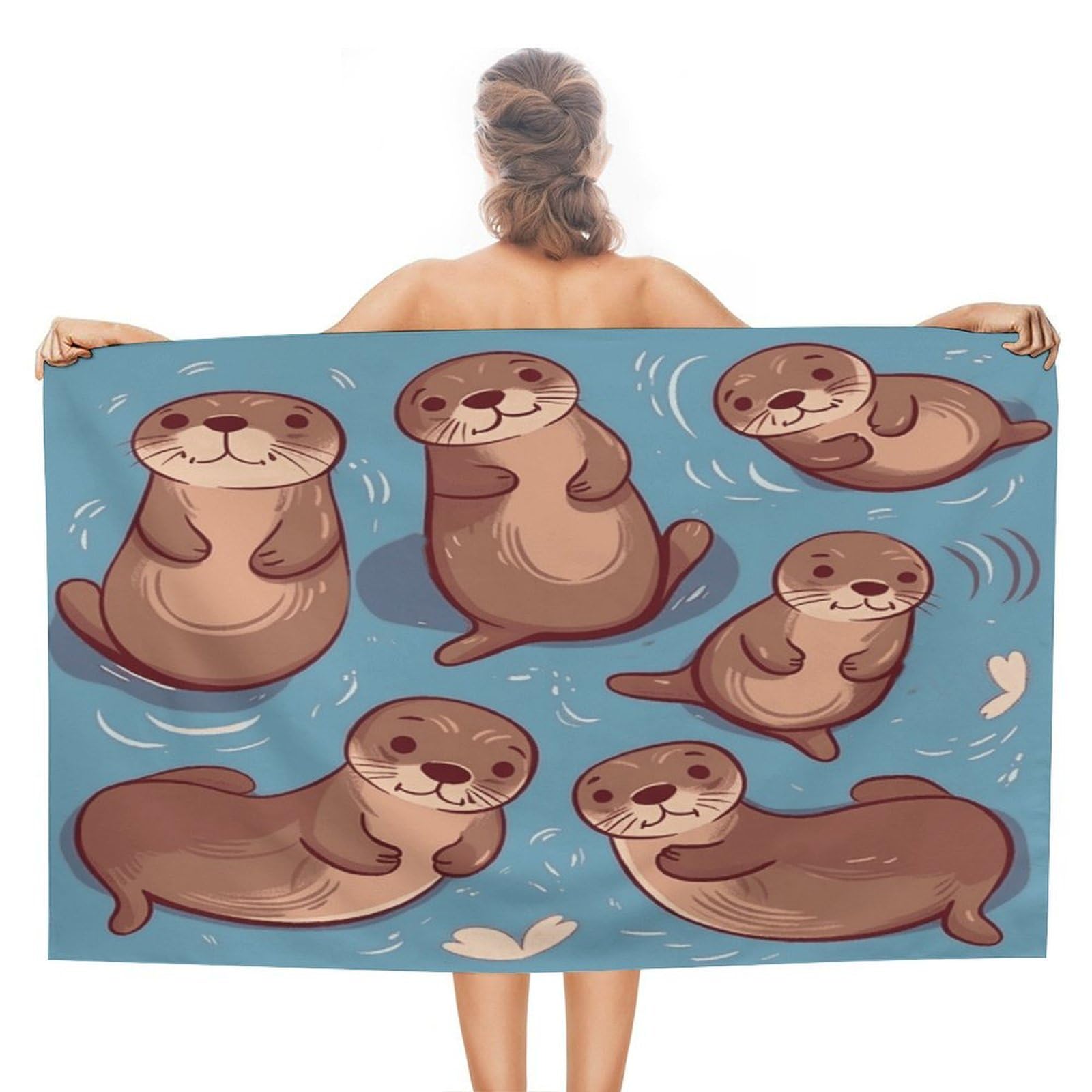 VstaDank Animal Cute Brown Otters Bath Towel Stylish Double-Faced Pile Travel Towel Soft Absorbent Beach Towel for Pool Swim Sports Camping Adults Gift 51X31 Inch