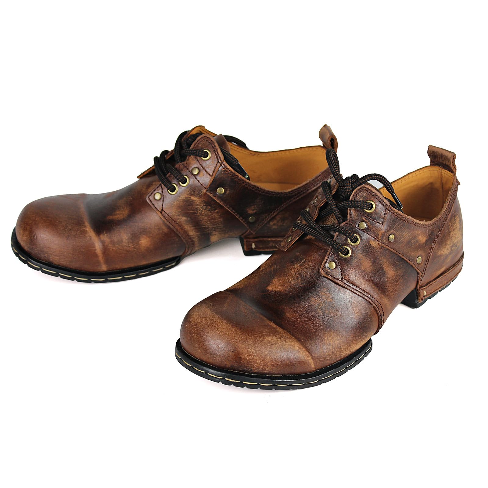 COWSDELLA Vintage Distressed Braun Chukka-Stiefel für Männer Schnürstiefel Motorrad Casual Leder Kleid Stiefelette für Männer Mode 6015-1-C-R