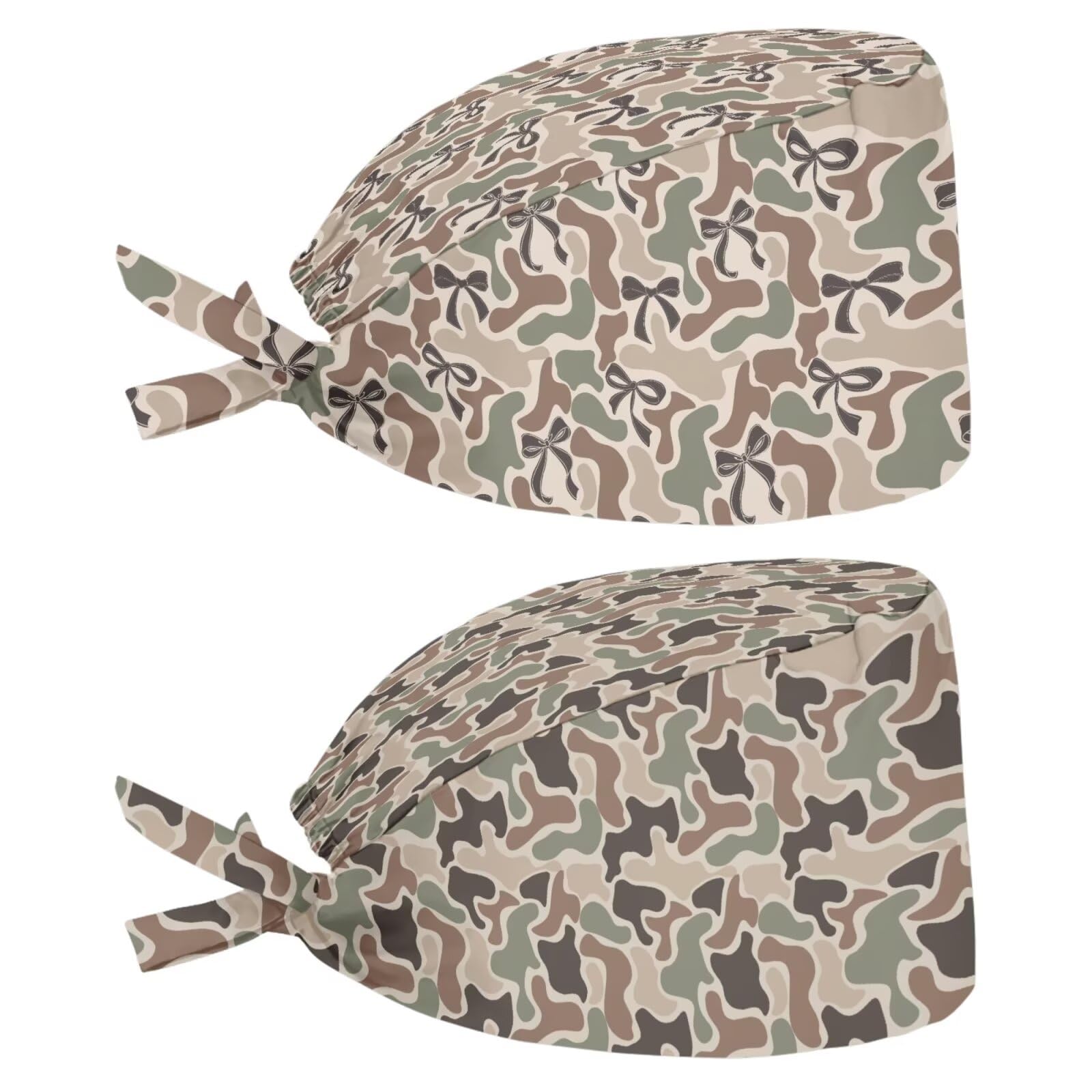 2 Pack Scrub Cap with Sweatband Adjustable Tie Back Turban Hat Headgear Beanie for Women Men Working Cap