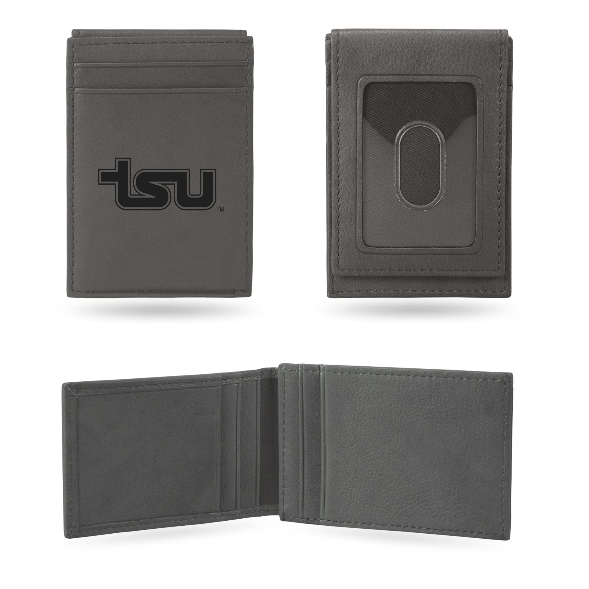 Rico Industries NCAA Gray Laser Engraved Front Pocket Wallet - Compact/Comfortable/Slim