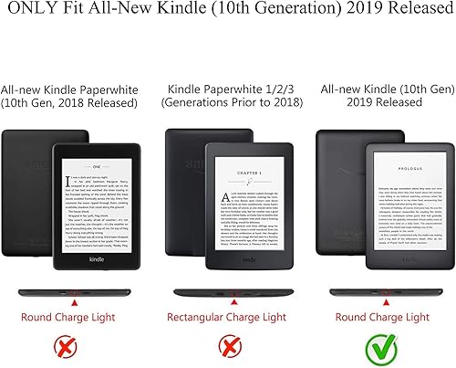 Miniatura 7 de Funda para Kindle (10 generación 2019), piel sintética, delgada, ligera, con funda protectora inteligente de encendido y apagado automático para