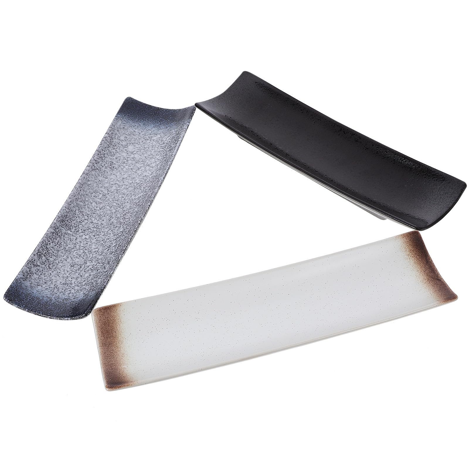 LIFKOME Plateau à Sushis Rectangulaire en Céramique 3 Pièces Style Japonais pour Service de Sushi et Rangement Lors de Dîners en Famille et Fêtes Plusieurs Styles