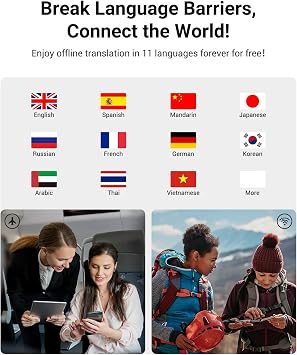 Ai Translation Earbuds Real Time, 144 Languages Translator Earbuds with 5 Translation Modes, Audifonos Traductores Ingles Espanol for Travel/Business/Learning, Translator Earbuds - Black