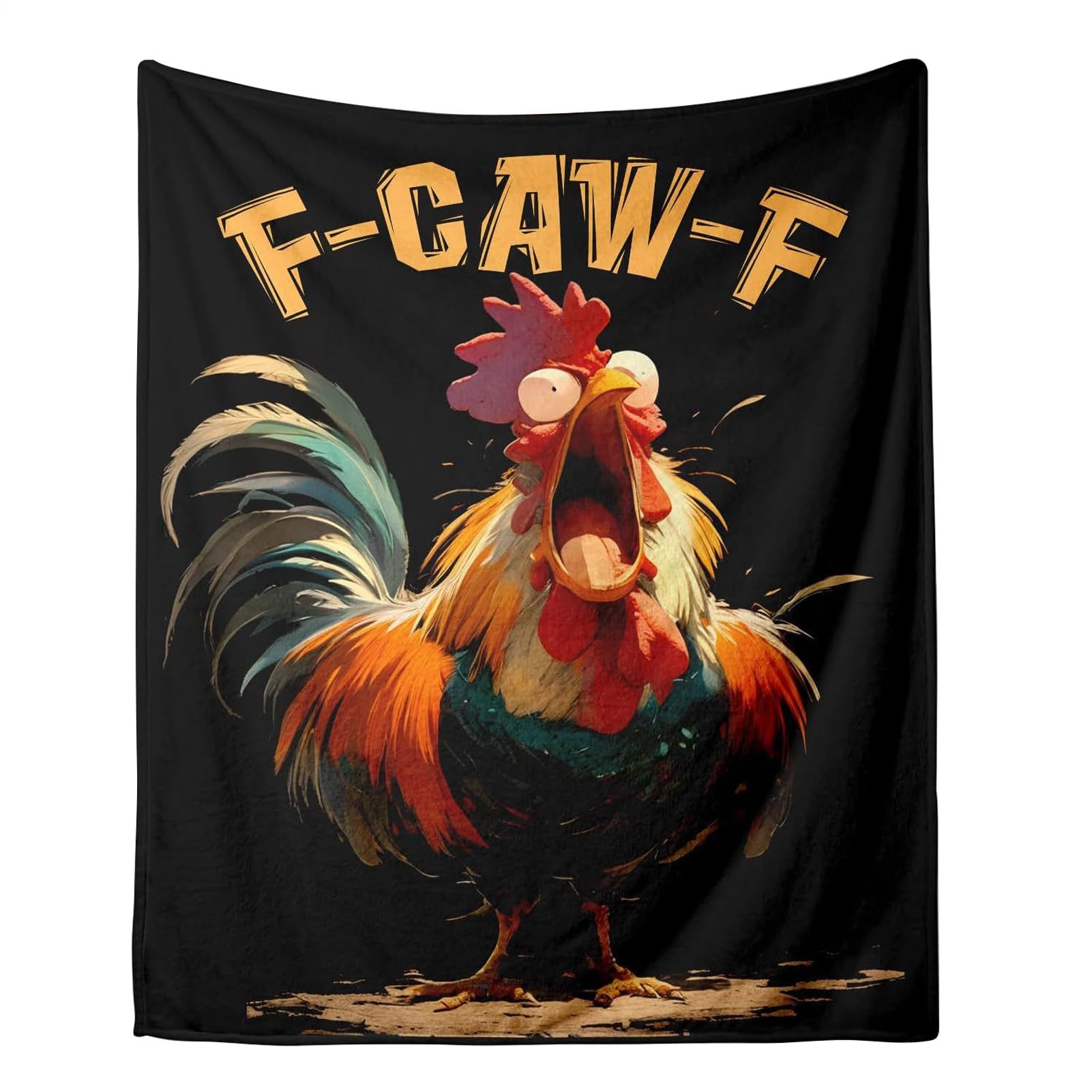 Couverture humoristique plaid doux motif coq grande taille pour canapé lit