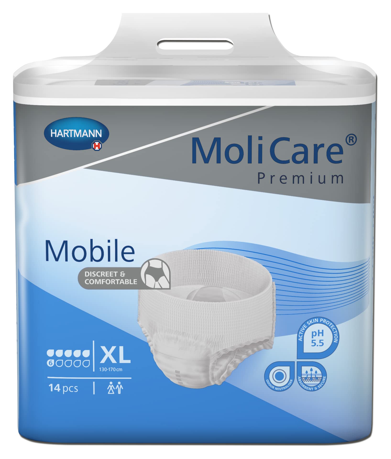 MoliCare Lot de 56 sous-vêtements jetables mobiles de qualité supérieure pour femme et homme souffrant d'incontinence 6 gouttes Taille XL