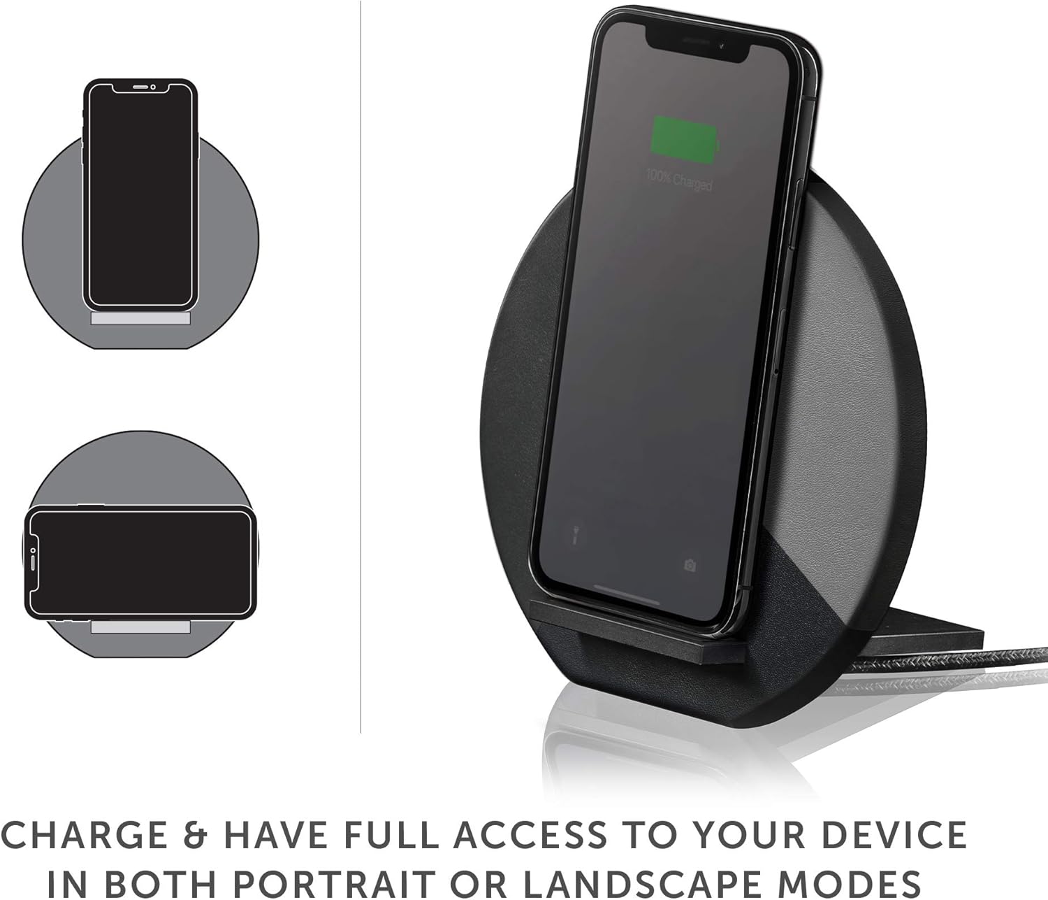 Frее Shірріng Ovеr $50 Native Union Dock Marquetry Wireless Charger–Genuine Italian Leather High Speed [Qi Certified] 10W Versatile Fast Wireless Charging Stand with iPhone 11/11Pro/11Pro Max(Slate)