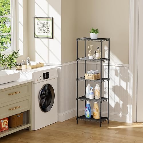 Miniatura 2 de SINGAYE Estantería de alambre de 5 niveles, estantes de almacenamiento ajustables, estantes de almacenamiento de pie para cocina, armario,