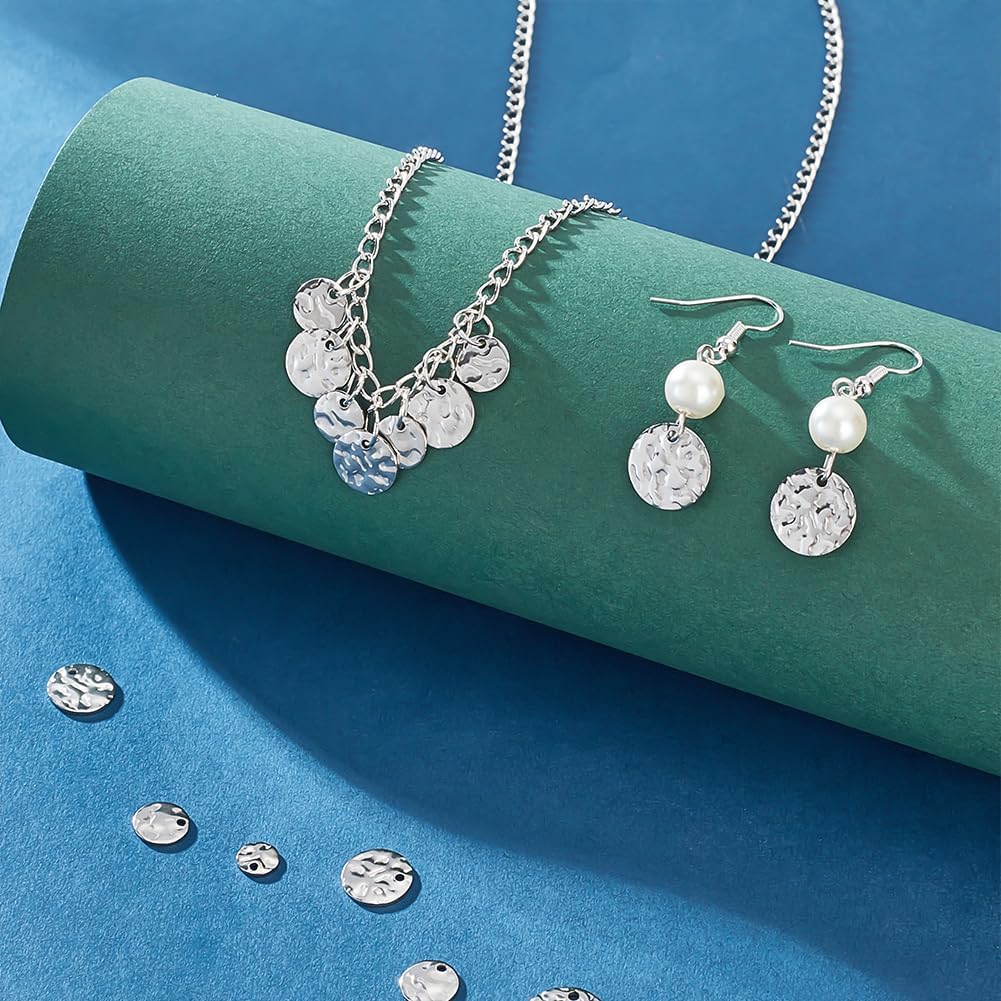 PH PandaHall 200pcs Metal Stamping Blanks, 304 Stainless Steel Blank Tags Flat Round Charms with Textured Pattern Message Word Tag Pendants for Bracelet Earring Jewelry Gift Making - Image 4