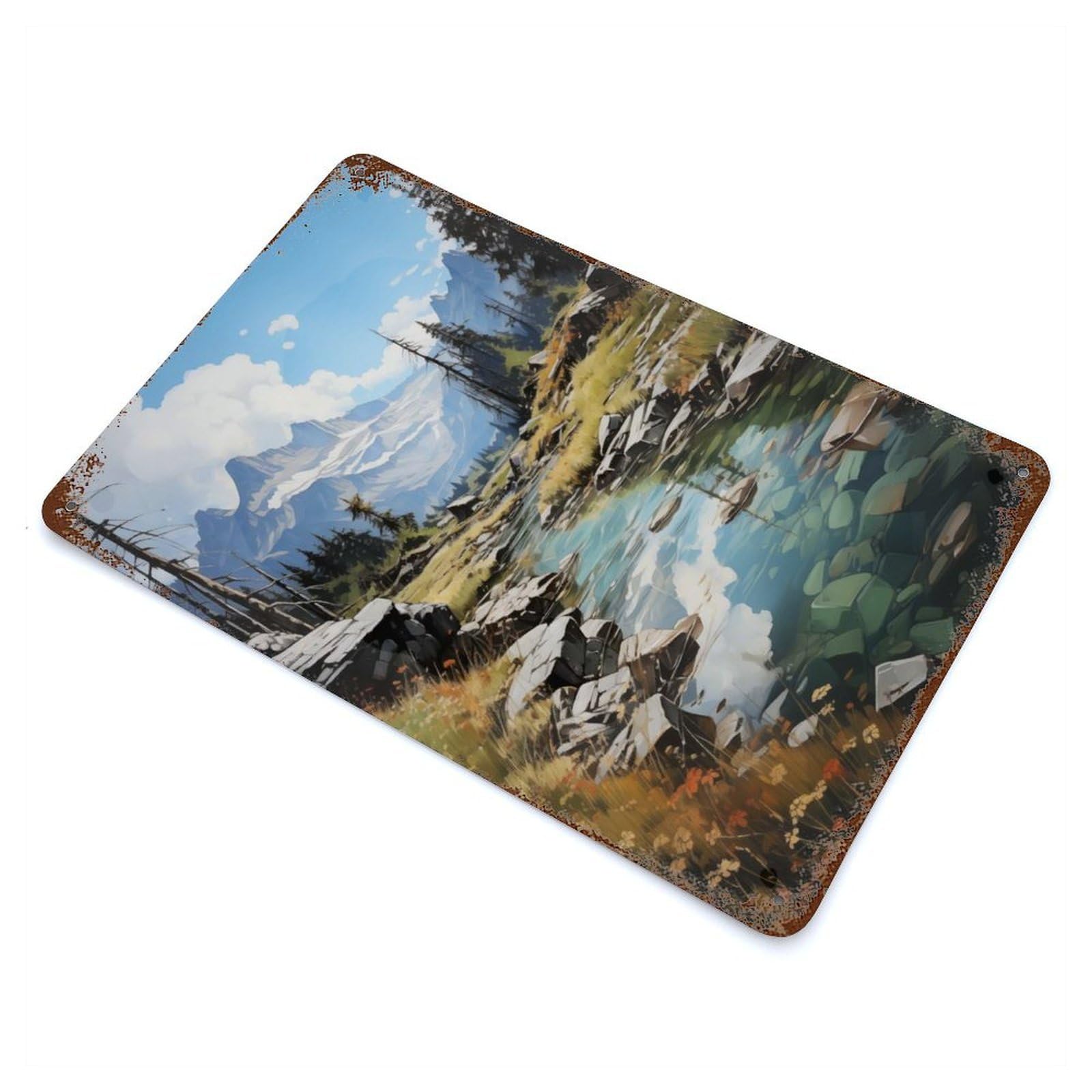 Majestic Banff 11.8"x7.9" Rusty Metal Tin Sign, Farmhouse Wall Decor for Office, Studio And Wall Decor