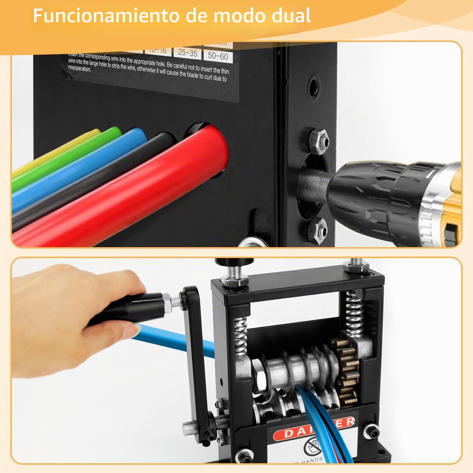 Máquina Pelacables Para Cobre 3-17mm, Manual O Con Taladro | Peladora De Cables Profesional Con Manivela, 5 Cuchillas Y 6 Orificios Para Reciclar Chatarra De Cobre