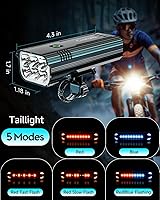 Vista 4 de 2026 Upgrade 6800Lumen Bike Light for Night Riding,Super Bright 6 LED Headlight,Aluminum 10 Mode Rechargeable Bicycle Light Front and