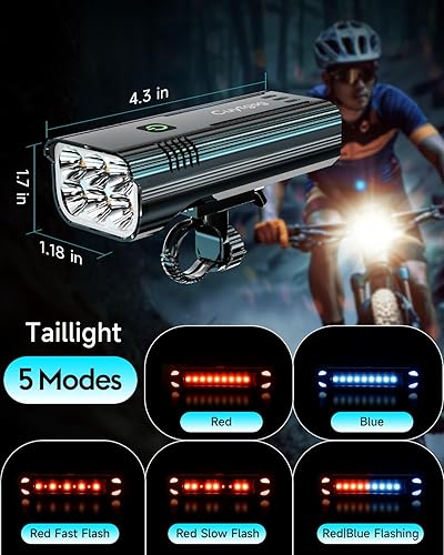 Miniatura 3 de Luces de bicicleta superbrillantes de 6 LED de 9500 lúmenes para conducción nocturna, faros delanteros de bicicleta giratorios de 360, luz de