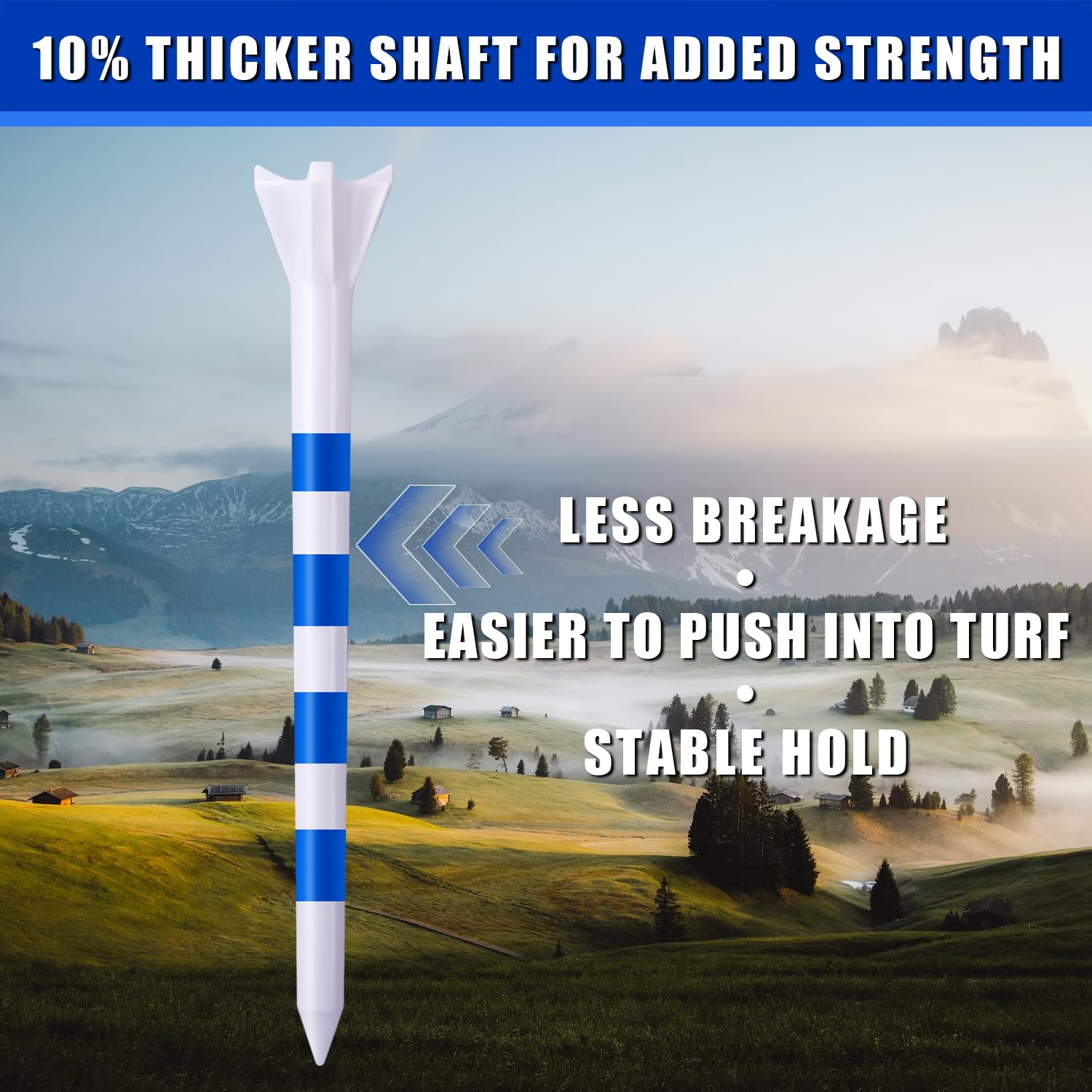Pro Golf Tees 170 Stück – 4 Zinken reduzieren seitlichen Spin & geringe Reibung, 3 Größen (9,6 cm / 6,9 cm / 3,8 cm) Kunststoff-Golf-Tees für Fahrer/Eisen
