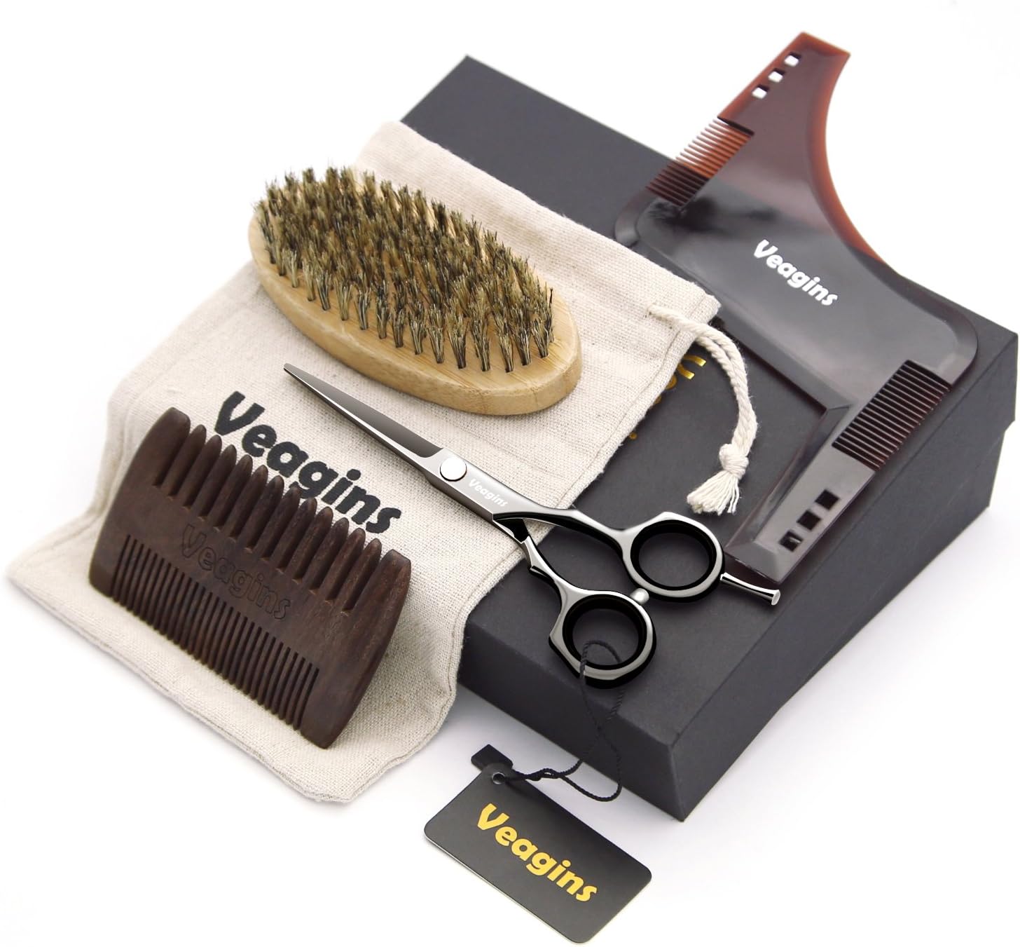 Beard Grooming Trimming Kit for Men Care - Professional Barber Mustache Scissors, Beard Comb, Beard Brush, Styling Beard Shaping tool Maintenance Gift Set