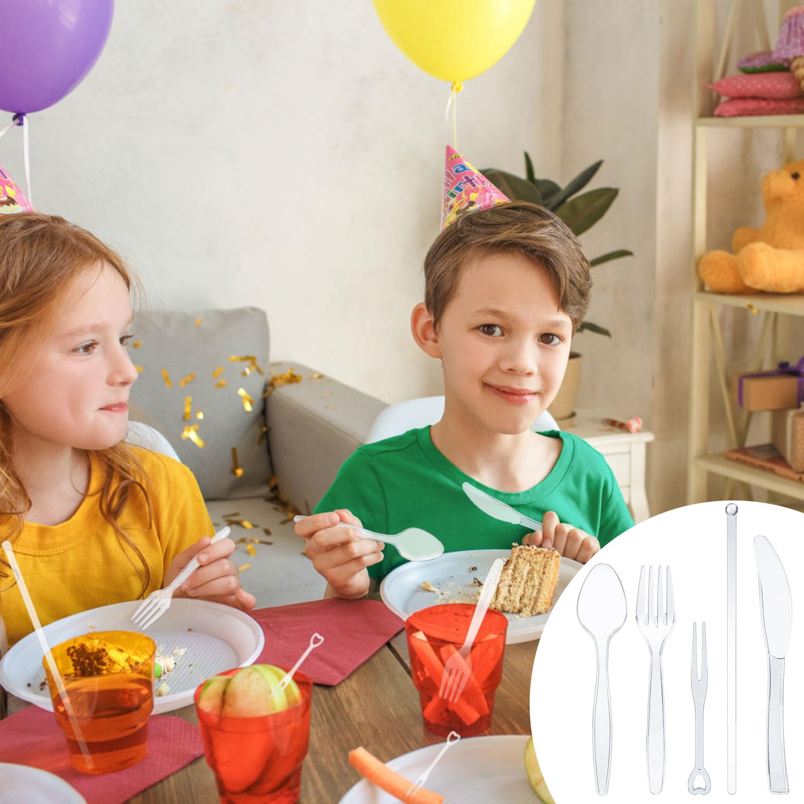 Posate Di Plastica Riutilizzabili - 120 Pezzi Per Feste, Compleanni E BBQ - Coltelli E Forchette - Foto 8