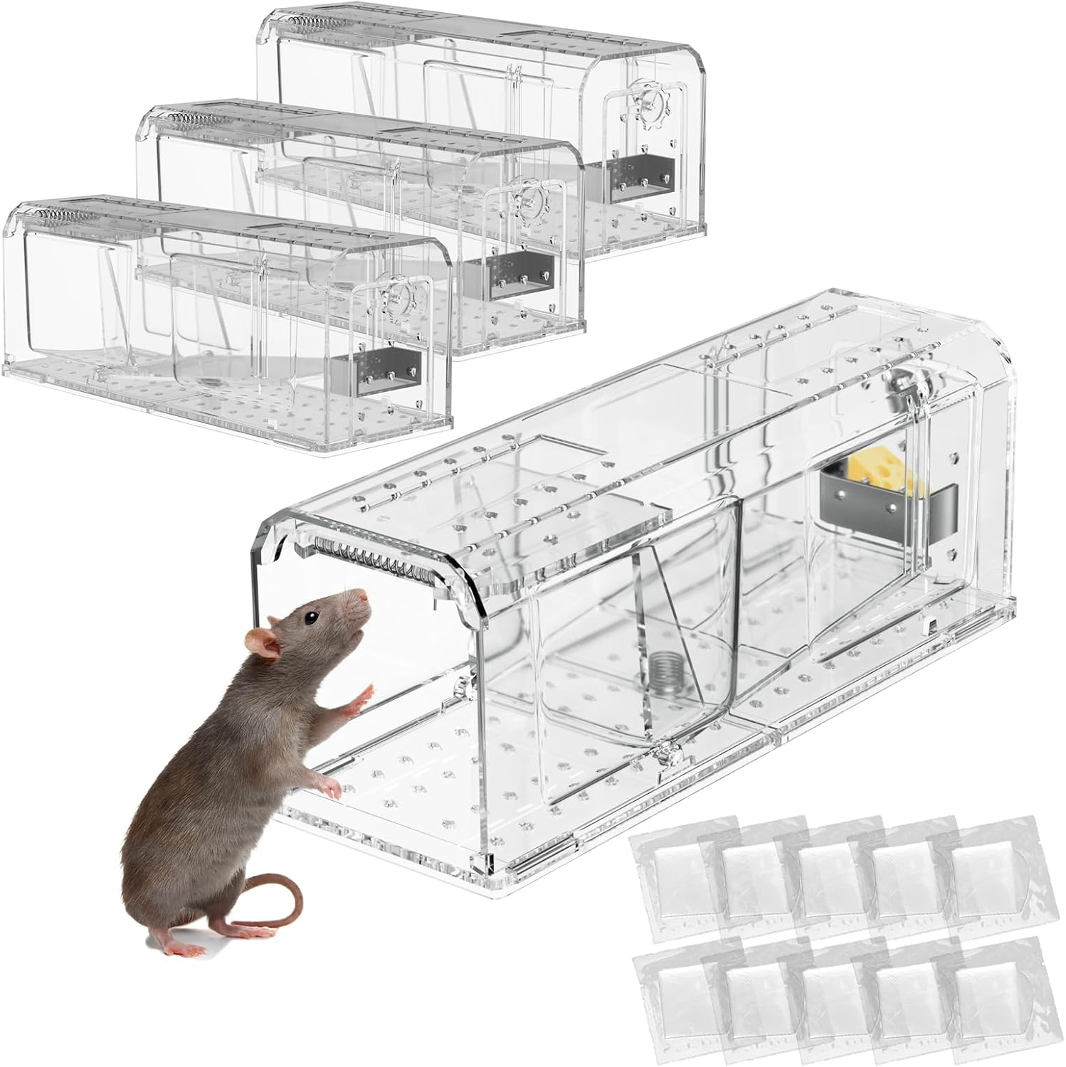 Humane Mouse Trap,4 PCS No Kill Mouse Traps for Indoor & Outdoor - Reusable Live Trap for Catch and Release, Safe & Easy Bucket Mouse Trap Lid Design, Pet Friendly Trampas para Ratones,Easy to Use