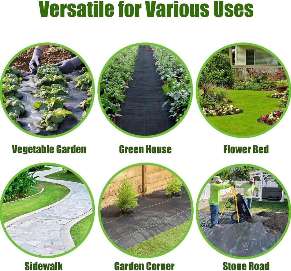 Heavy Duty Weed Barrier Landscape Fabric Roll 3FT x 100FT, Non Woven Ground Cover Weed Control Fabric for Garden Beds, Landscaping, Yard, Durable Weed Blocker Fabric