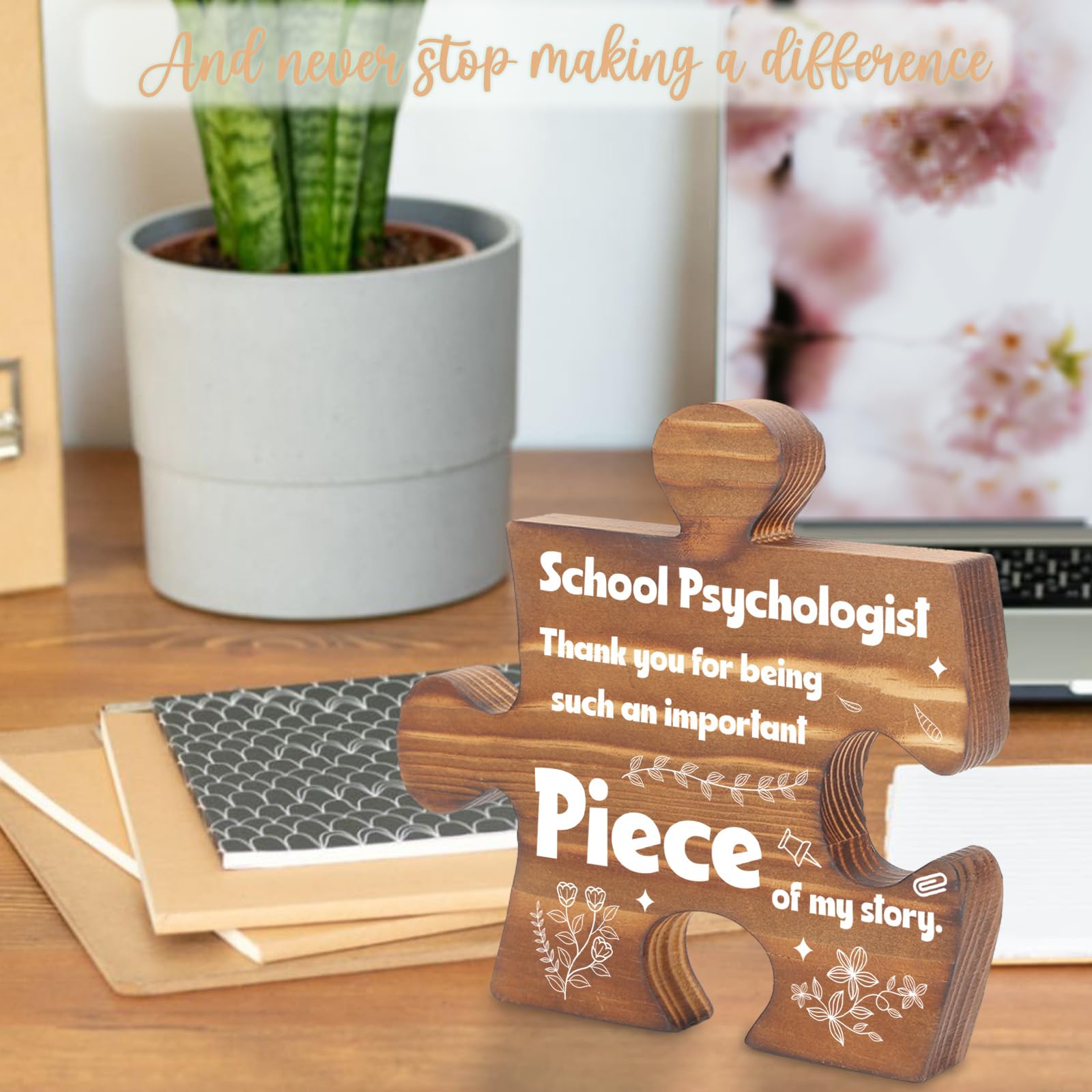 School Psychologist Plaque Sign from Student, Thank You Gift for Psychologist Appreciation Week, Retirement, End of School Year, Graduation, Sentimental Office Keepsake for Women Men EE012