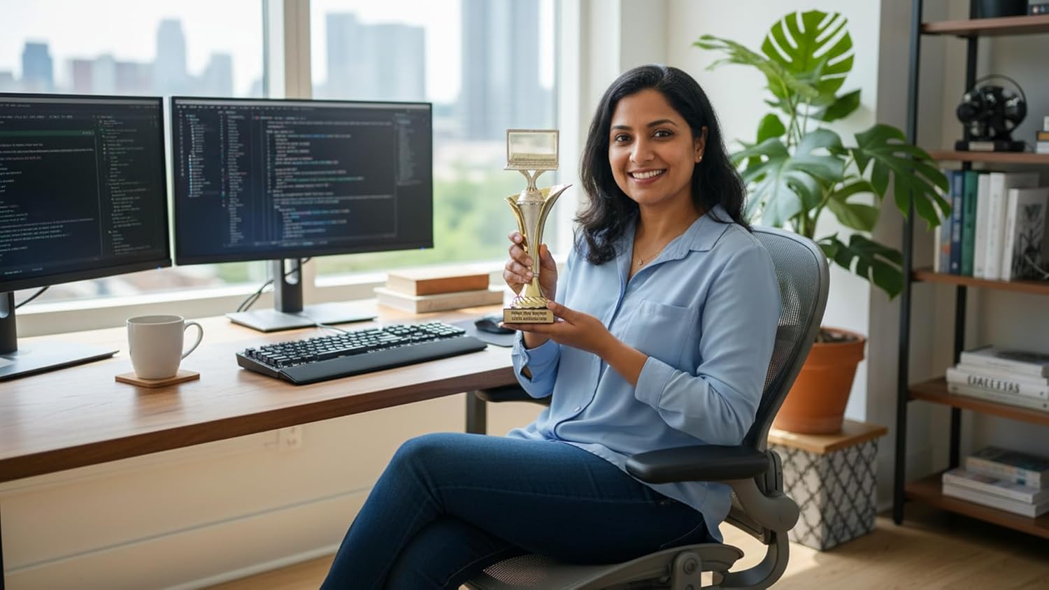 Remote Work Achievement Trophy with Free Engraving for Employee Recognition Virtual Teams Corporate Appreciation Tech Professionals