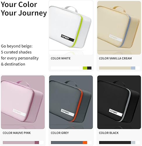 Miniatura 7 de Cipway Juego de 5 cubos de embalaje para maleta de viaje, organizador para accesorios, maleta, ligero, color blanco