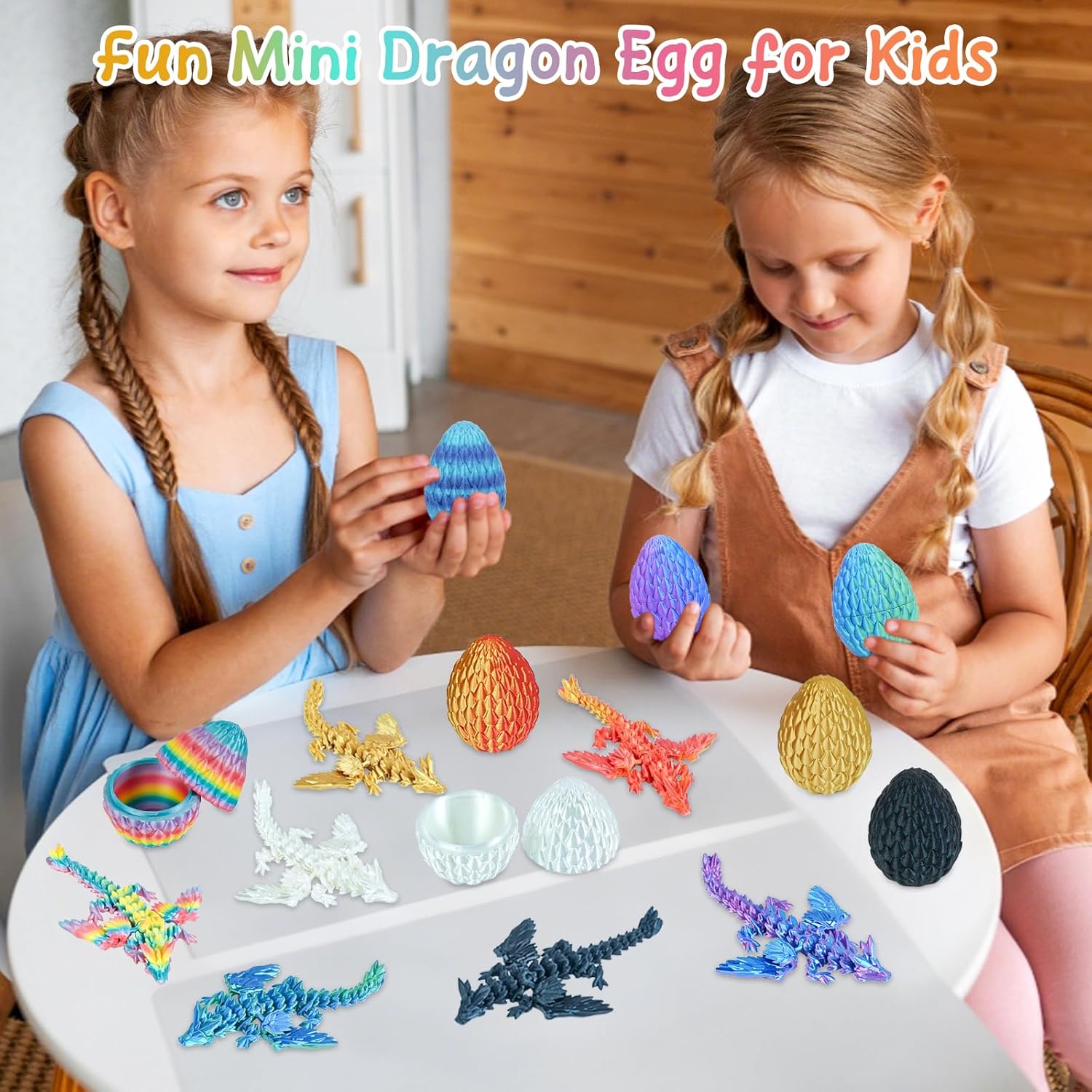 Balkwan Dragon Eggs Gift Set with Surprise Mini Winged Dragon Inside 3D Printed Articulated Crystal Toy Easter Eggs Fun Toy Christmas Basket Stuffers Gift for Kids Boys and Girls(8PCS Twilight Storm) - Image 3